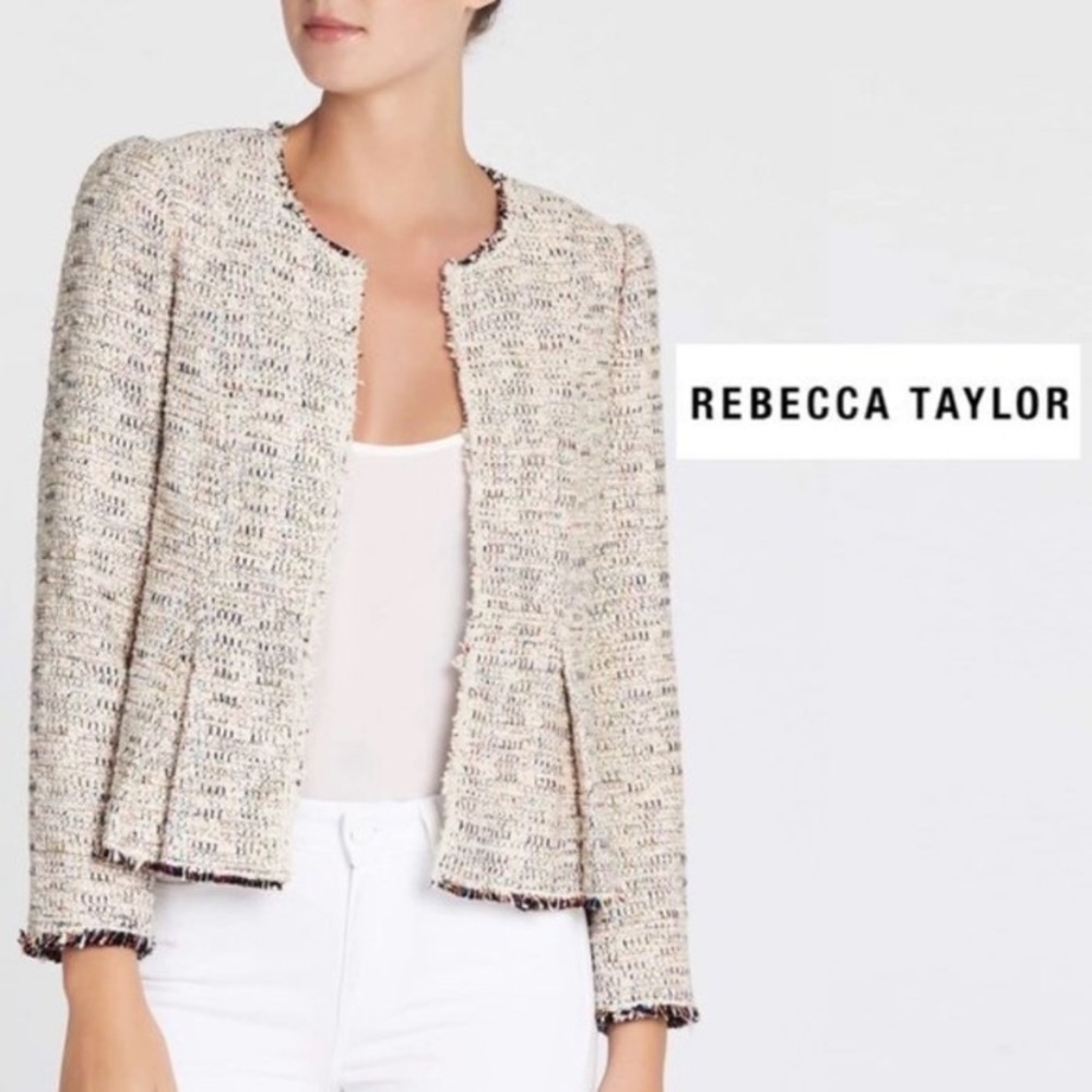 Rebecca Rainbow Tweed Peplum Jacket